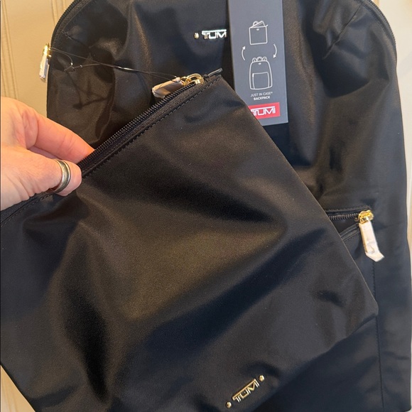 TUMI Voyageur Just In Case Black Backpack with Detachable Pouch - Picture 2 of 9
